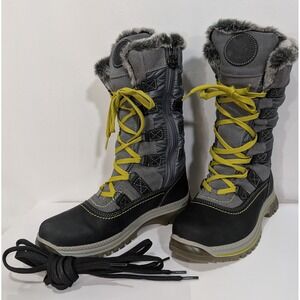 Santana Canada Milani ProDri Winter Boots Gray Yellow Faux Fur Size 8